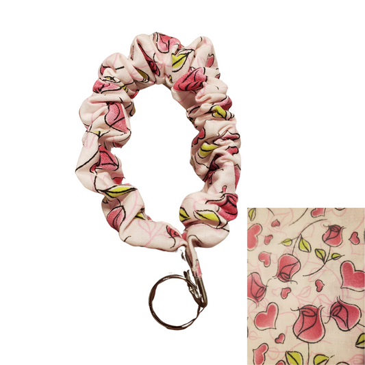 Pink Rose Valentine's Day Scrunchie Wristlet