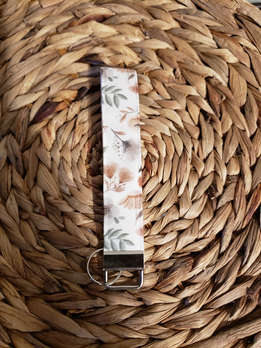 Floral Neutral Wristlet Keychain