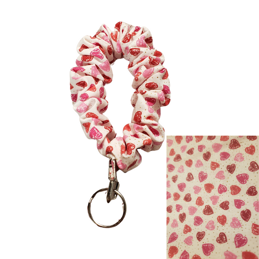 White Heart Valentine's Day Wristlet Keychain