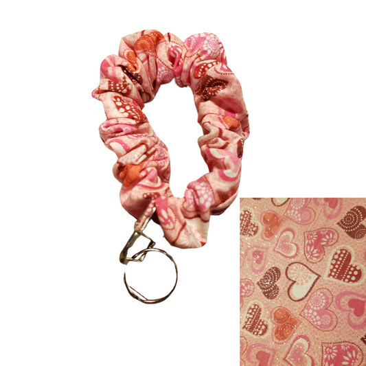 Pink Heart Scrunchie Wristlet